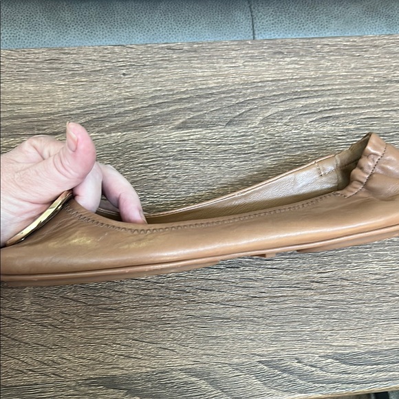 Tory Burch Minnie Travel Leather Ballet Flats in Camel - Picture 6 of 10